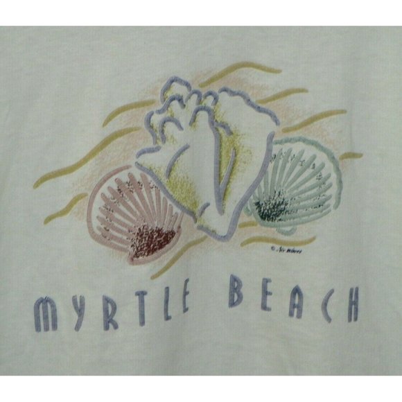 VTG Myrtle Beach Seashells Graphic Men's White Shirt L 90s - Picture 1 of 4